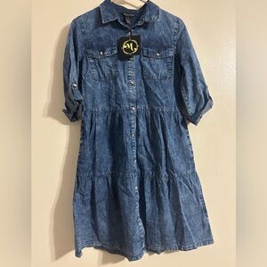 Stylish Blue Denim Midi Dress